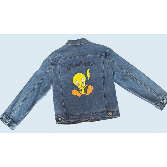LOONEY TUNES Kids Youth Denim Jean Jacket Coat Size Large - Picture 5 of 6